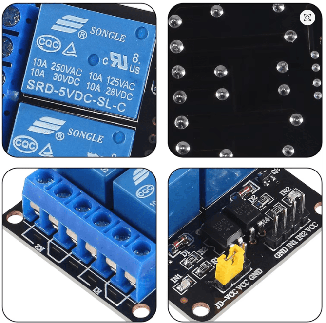 Module relais 2 canaux – PCB noir – Carte de commande multiple – Image 3