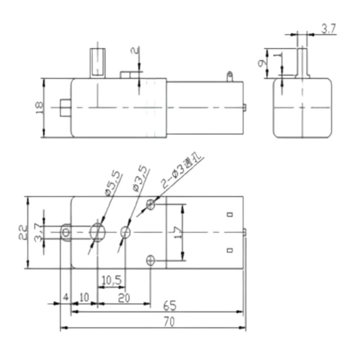 Moteur TT Réducteur DC – Fort Couple – Simple ou Double Arbre (1:48 / 1:120 / 1:220) - Image 6
