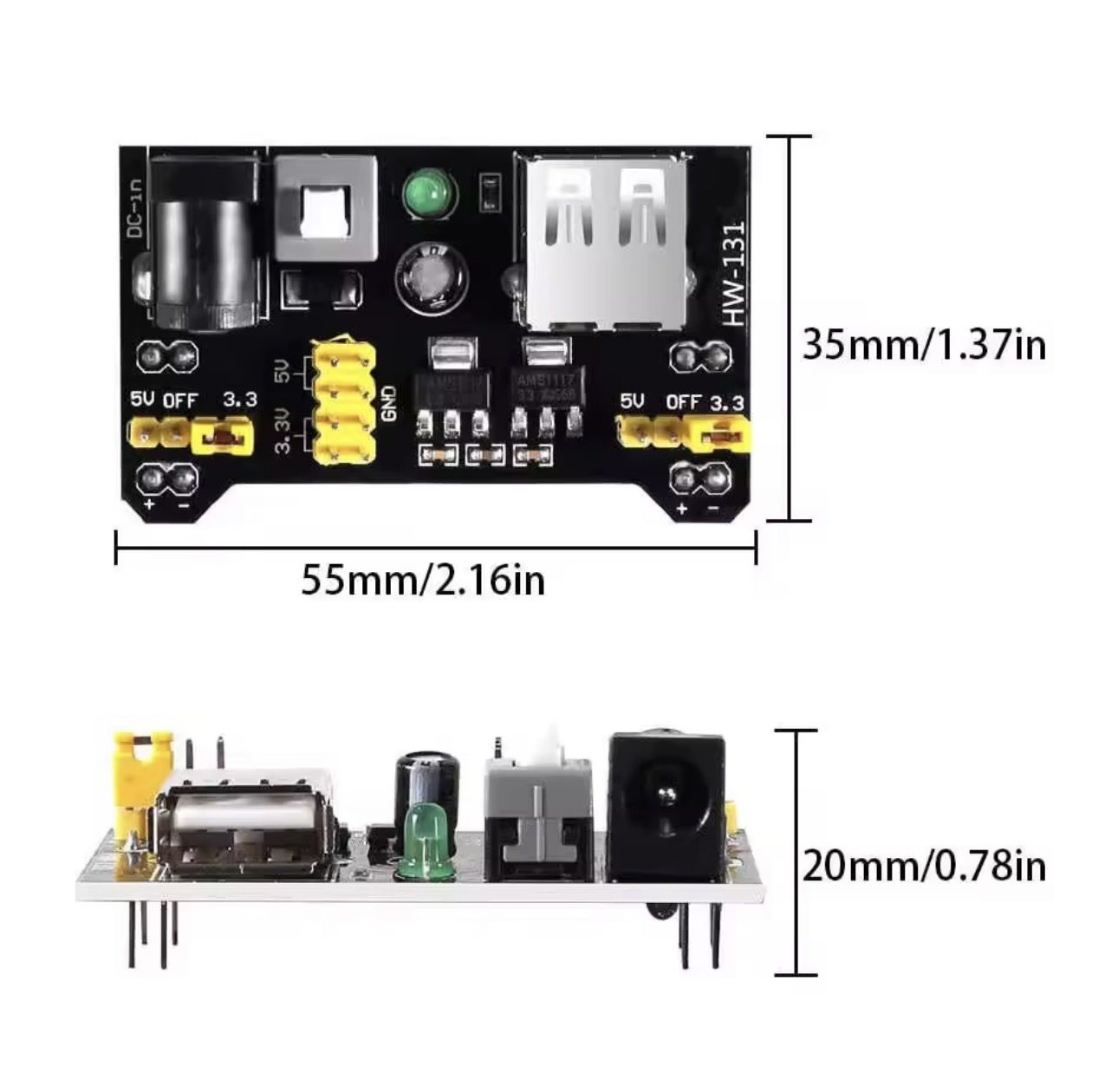Module d’alimentation MB102 pour breadboard – 3.3V / 5V – Image 5