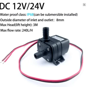 Mini pompe à eau submersible 12 V DC – 240 L/h – Sans balais (Brushless)