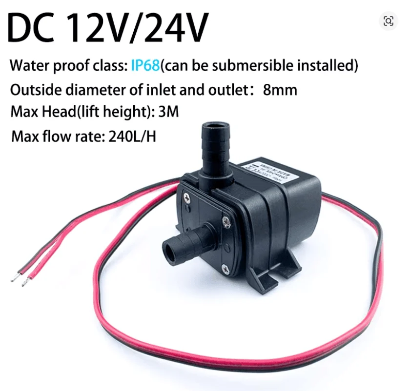 Mini pompe à eau submersible 12 V DC – 240 L/h – Sans balais (Brushless)