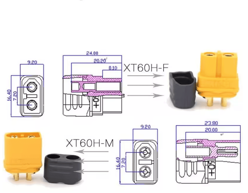 Connecteur XT60H avec gaine de protection – Mâle et Femelle - Image 4