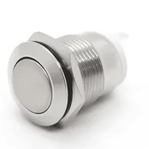 Interrupteur à bouton-poussoir momentané étanche 12 V – Rond inox – 2 broches