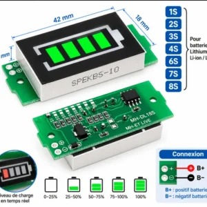 Indicateur de capacité de batterie lithium 1S à 8S – Testeur de batterie Li-ion / LiPo